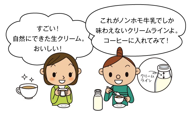 ノンホモ牛乳でしか味わえないクリームライン